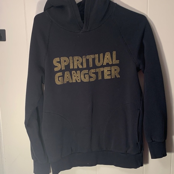Spiritual Gangster Tops - Spiritual Gangster Black Hoodie with Gold Lettering